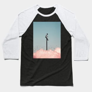 Balancing on one leg above the clouds Baseball T-Shirt